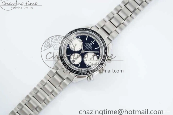 0403 Speedmaster Racing Master SS HKF Best Edition Black White Dial on SS Bracelet A Upgraded 7807